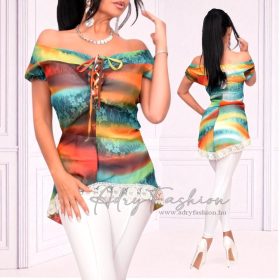 NedyN zöld mintás muszlin felső