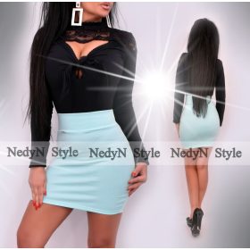   NedyN fekete színű mellénél megkötős csipke díszes felső