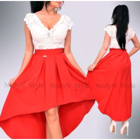   NedyN Piros színű elöl rövidebb hátul hosszabb alkalmi női szoknya