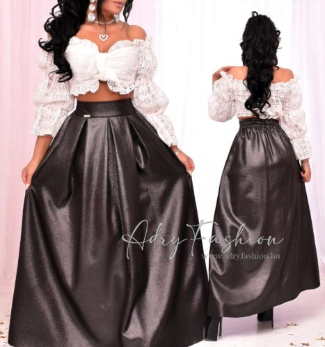 NedyN fekete színű ezüst csillogós alkalmi zsebes Maxi szoknya