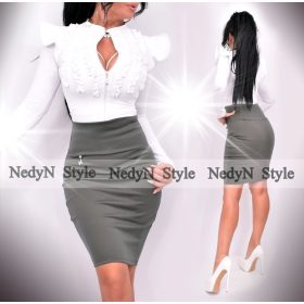   NedyN fehér színű poliamid 3 fodros felső végig cipzáros