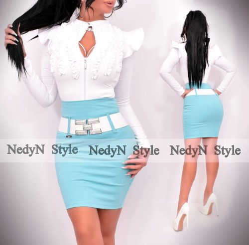 NedyN fehér színű poliamid 3 fodros felső végig cipzáros