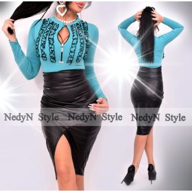 NedyN türkizzöld három fodros jégdzsörzé női felső