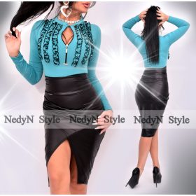 NedyN türkizzöld három fodros jégdzsörzé női felső