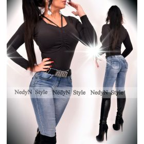 NedyN fekete színű poliamid elöl húzott pántos felső