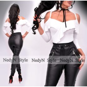   NedyN fehér színű nyitott vállú spagetti pántos poliamid felső ajándék nyakpánttal