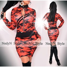 NedyN terep mintás fekete 2 pántos női ruha