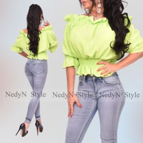NedyN neon zöld vállra húzható gumis felső