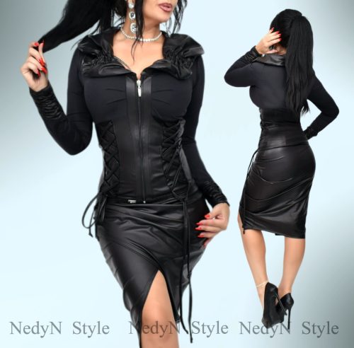 NedyN poliamid és bőrhatású fűzős kardigán