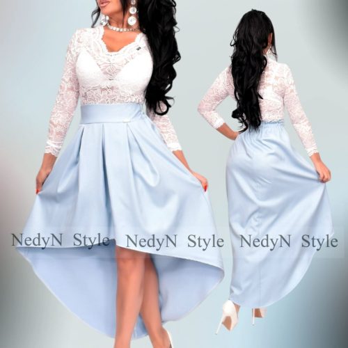 NedyN világoskék színű anyagában csillogós elöl rövidebb hátul hosszabb alkalmi szoknya