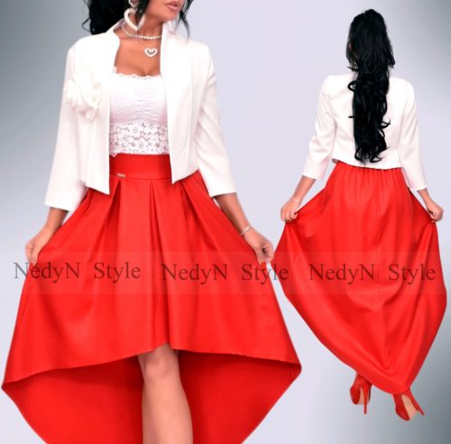 NedyN piros csillogós elöl rövidebb hátul hosszabb szoknya