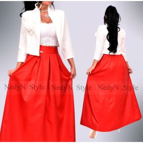 NedyN piros csillogós zsebes alkalmi maxi szoknya