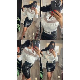 NedyN fehér színű poliamid  fodros felső