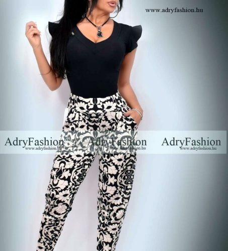 NedyN fekete színű v kivágott felső vállánál hullám fodros