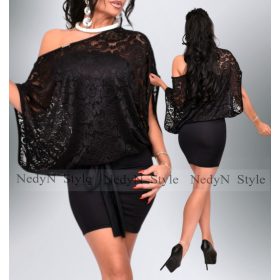 NedyN fekete csipkés Kalapos női ruha