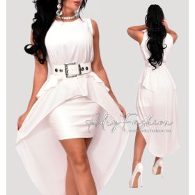 NedyN Fehér elöl rövidebb hátul hosszabb krepp tunika