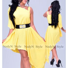 NedyN sárga aszimmetrikus női lepel ruha fehér lokkal