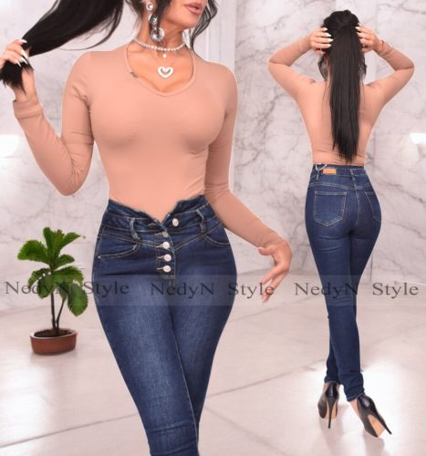 NedyN kávé barna színű V kivágott női felső