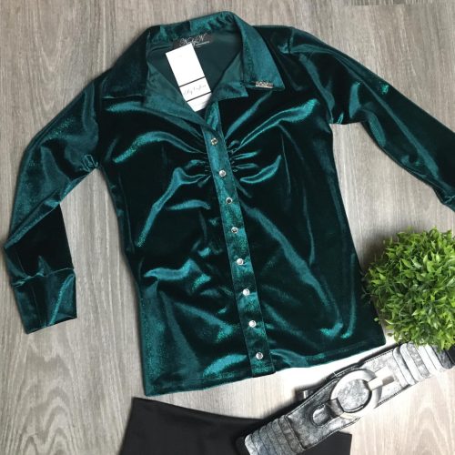 NedyN zöld csillogós plüss női ing