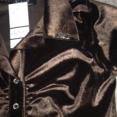 NedyN bronz barna csillogós plüss női ing