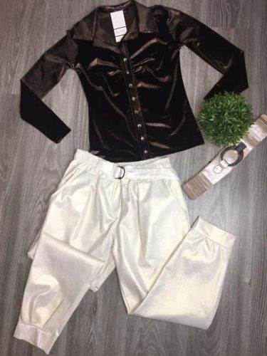 NedyN bronz barna csillogós plüss női ing