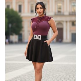 NedyN bordó színű csipkés díszes fodros felső