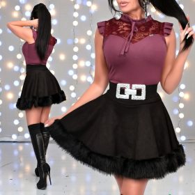 NedyN bordó színű csipkés díszes fodros felső