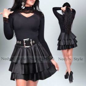 NedyN fekete csipke díszes  poliamid felső