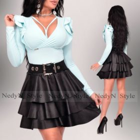 NedyN aqua színű dupla fodros pántos felső