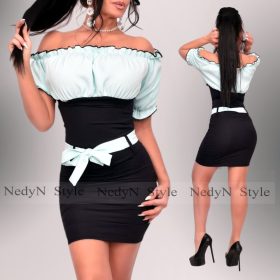 NedyN Aqua fekete buggyos ujjú alkalmi női ruha