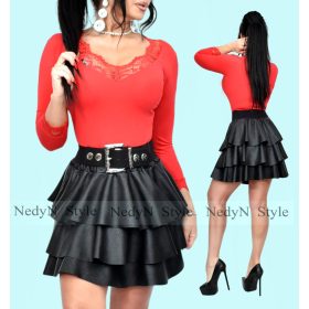 NedyN pirosV kivágott csipke díszes felső