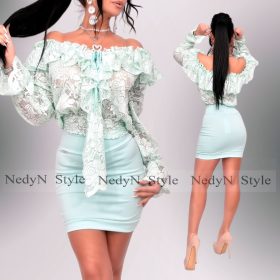 NedyN menta V fodros csipke felső