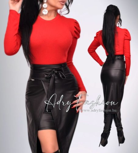 Ferrari Piros színű lurex szálas buggyos ujjú felső