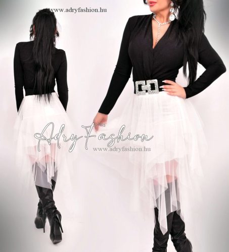 Fehér színű  tüll szoknya cikk cakk női szoknya