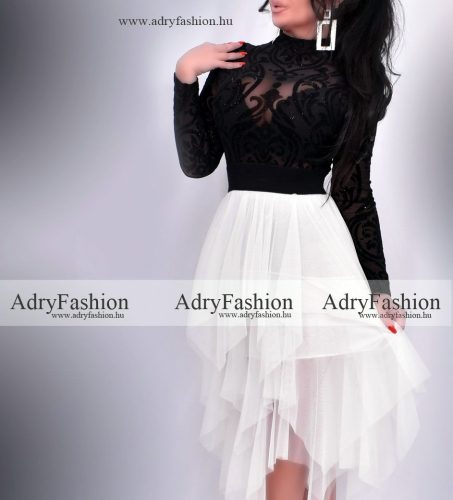 Fehér színű  tüll szoknya cikk cakk női szoknya