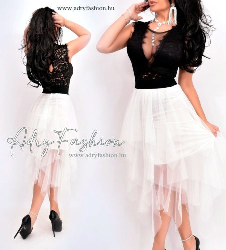 Fehér színű  tüll szoknya cikk cakk női szoknya