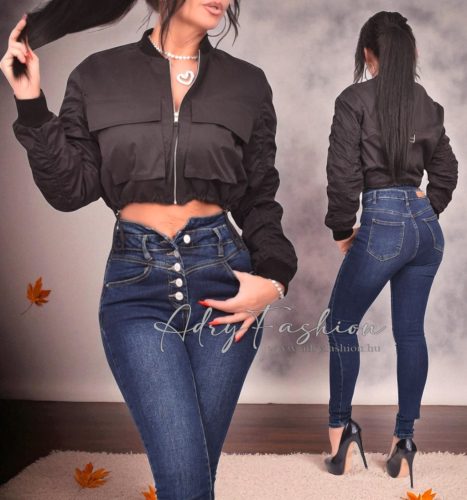 Fekete színű bomber dzseki /M