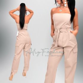 Bézs színű vászon jellegű overál