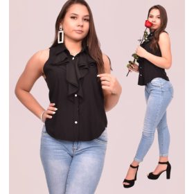 Fédra Fekete zsabós női ing