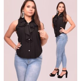 Fédra Fekete zsabós női ing