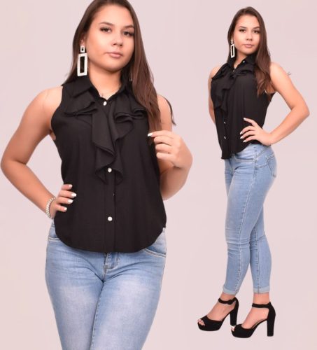 Fédra Fekete zsabós női ing