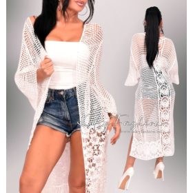 Fehér színű horgolt strandruha 