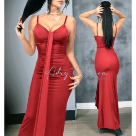 Celeste Bordó színű elöl húzott alkalmi ruha 