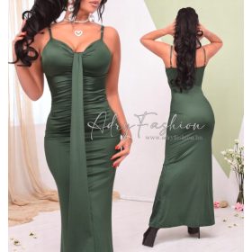 Celeste Sötét zöld elöl húzott alkalmi ruha 