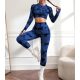 Kék fekete márvány mintás 2 részes Fitness szett M-es