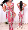 Rubina Menta pink mellénél nyitott csavart női ruha