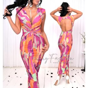 Rubina narancs pink mellénél nyitott női ruha