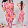 Rubina narancs pink mellénél csavart női ruha