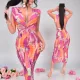 Rubina narancs pink mellénél csavart női ruha