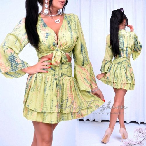 Tara Zöld barna kék mintás felső és szoknya szett